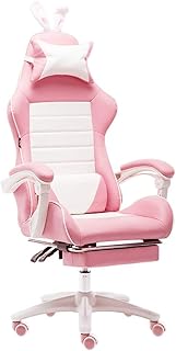 Sillas Muebles Oficina Color Rosa niña Adulto Juego Ordenador Empresa Personal ergonómica de Oficina, Cuero con Orejas pequeñas Escritorio
