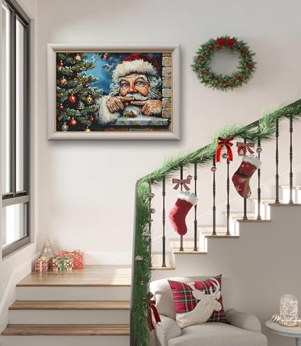 Image of Leczany Cross Stitch Patterns Stamped Kit for Beginners | Embroidery Supplies DIY Craft Kit Needlepoint for Adults Starter | 11CT, 3 Strands | Beautiful Santa Claus 22.8x15.9 inches