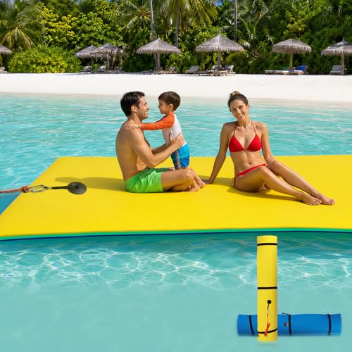 Colchoneta Flotante de Agua XL Rectangular Azul y Amarillo miniatura 1