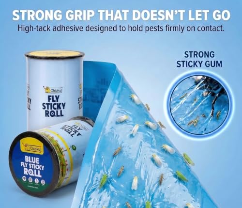 Image of Chipku Blue Sticky Fly Roll 30cm x 100m | Flying Insect Control | Non-Toxic & Odourless | Easy to use | Indoor & Outdoor Use for Farm, Poultry & Home Garden