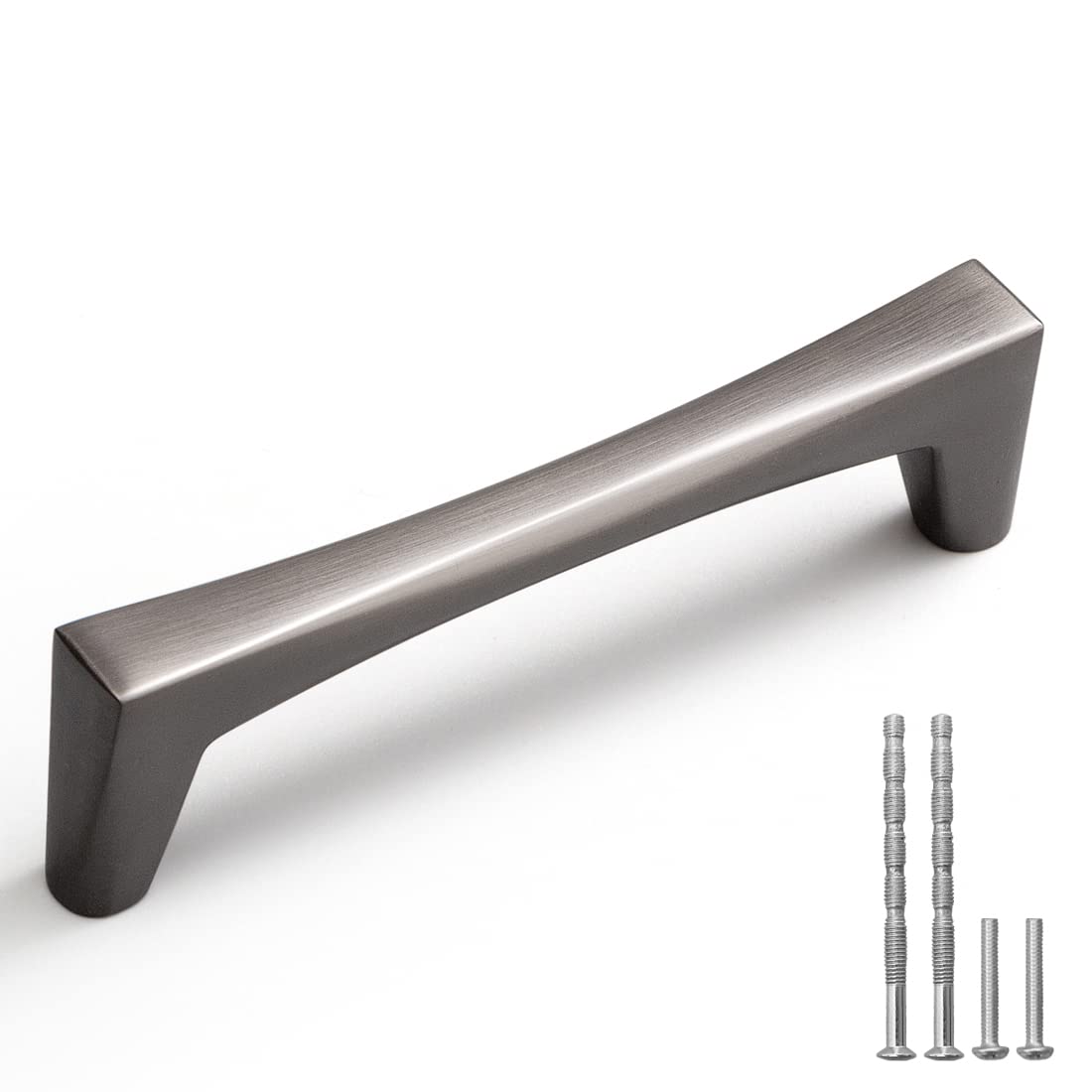 YAGU 5 Pack Dark Gray Cabinet Handles, 3.75 Inch Hole Center Kitchen Drawer Pulls Black Nickel Zinc Alloy Furniture Hardware for Cupboard Dresser Wardrobe Closet