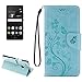 Produktbild Echtes Leder Hülle Schmetterlinge Prägung Horizontal-Schlag-Leder-Kasten mit Halter & Card Slots & Wallet & Lanyard, for Huawei P9 Lite (Color : Baby Blue)
