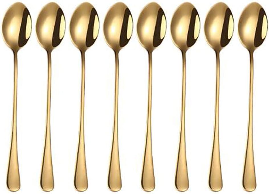 Hoshen 7.6 Inch Stainless Steel Ice Spoon, Mixing Spoon, Long-Handled Dessert Coffee Spoon, Ice Cream Spoon - Image 3