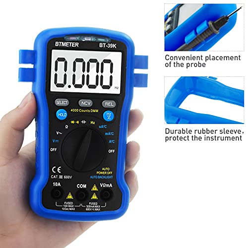 Btmeter Bt-39K Multimeter With Case, 4000 Count Volt Ohm Amp Meter Autoranging Dmm For Ac/Dc Current, Voltage, Resistance Frequency Tester, With Ncv, Audible Continuity, Diode, Auto Backlight Meter #TOP6