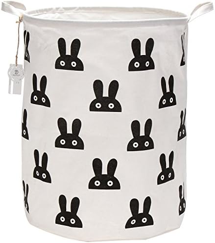 Sea Team 19.7 Inch Large Sized Waterproof Coating Ramie Cotton Fabric Folding Laundry Hamper Bucket Cylindric Burlap Canvas Storage Basket with Stylish Pink Star Design