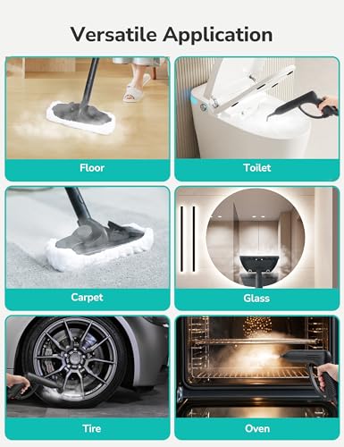 Image of Steam Cleaner, 293F 58 PSI Powerful Multipurpose Handheld Steam Mop for Home, Built-in Storage, 21 Attachments, 50Oz Capacity, Heavy Duty Canister Steamer for Carpet, Floor, Car, Tile, Crack