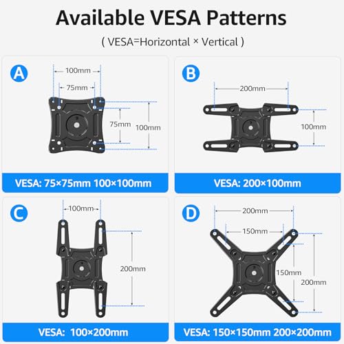 Image of MOUNTUP UL Listed TV Monitor Wall Mount Swivel and Tilt for Most 14-42 Inch LED LCD Flat Curved TVs, Full Motion Wall Mount TV Bracket with Articulating Arm, Max VESA 200x200mm up to 33lbs, MU0029