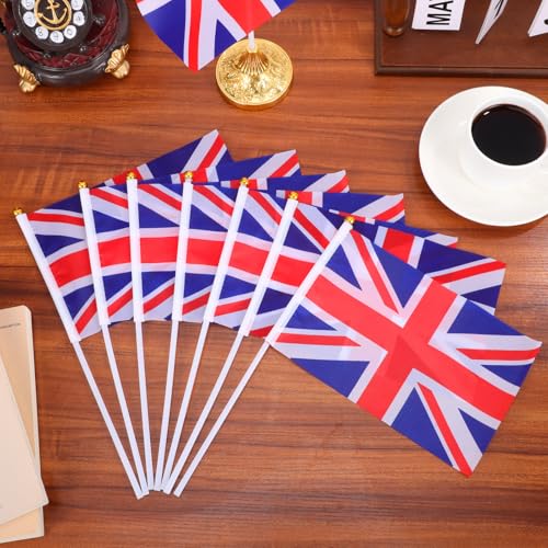 Banderas Union Jack de mano para fiestas temáticas y grandes celebraciones británicas 7