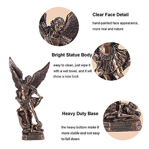 12.5In St. Michael San Miguel Arcangel Statue The Great Protector Saint Archangel Michael Defeated Evil Dragon Religious Collectible Battle Angel Sculpture Christian Catholic Figurines ( Bronze ) #TOP1