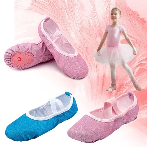 Toddler Ballet Shoes Glitter Ballet Slippers for Girls Pi𝐧k Ballet Shoes Girls Canvas Ballet Shoes for Girls2