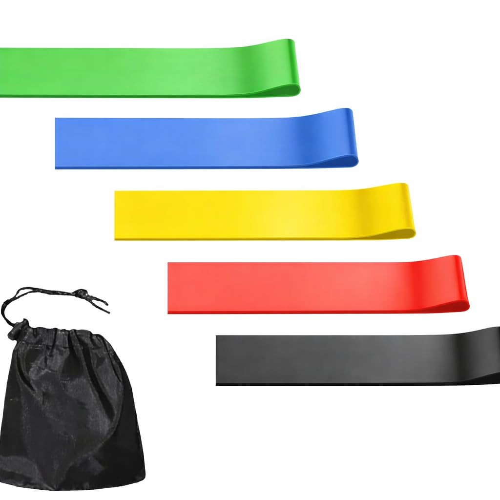 Resistance Stretch Bands Set of 5, Improve Flexibility and Strength Premium Workout Equipment, Skin Friendly, Pull up Assist, Fitness Band, Suitable for Muscle Stretching, Yoga,Exercise Gym