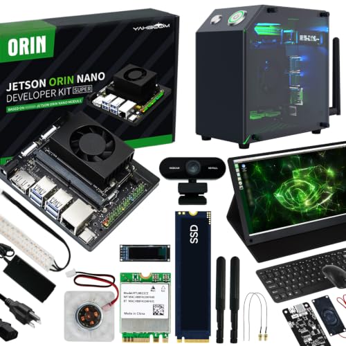 Image of Yahboom Jetson Orin Nano 4GB RAM AI Kit,FHD 15.6in Touch Screen+Jetson Case+USB Camera+Wireless Keyboard and Mouse,Intelligence Electronic Kit for Jetpack6.2