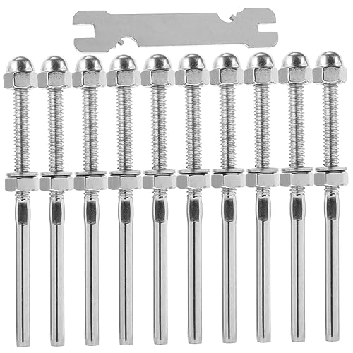 Angoily 10pcs Cable Rail Terminal and Crimp Tool Stainless Steel Swageless Railing Kit for Deck and Railing System