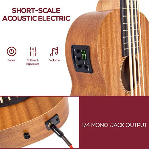 Image of lotmusic Electric Acoustic Bass Ukulele 30 inch African Blackwood Professional Aquila EADG with Gig Bag Strap for Beginner and advanced.