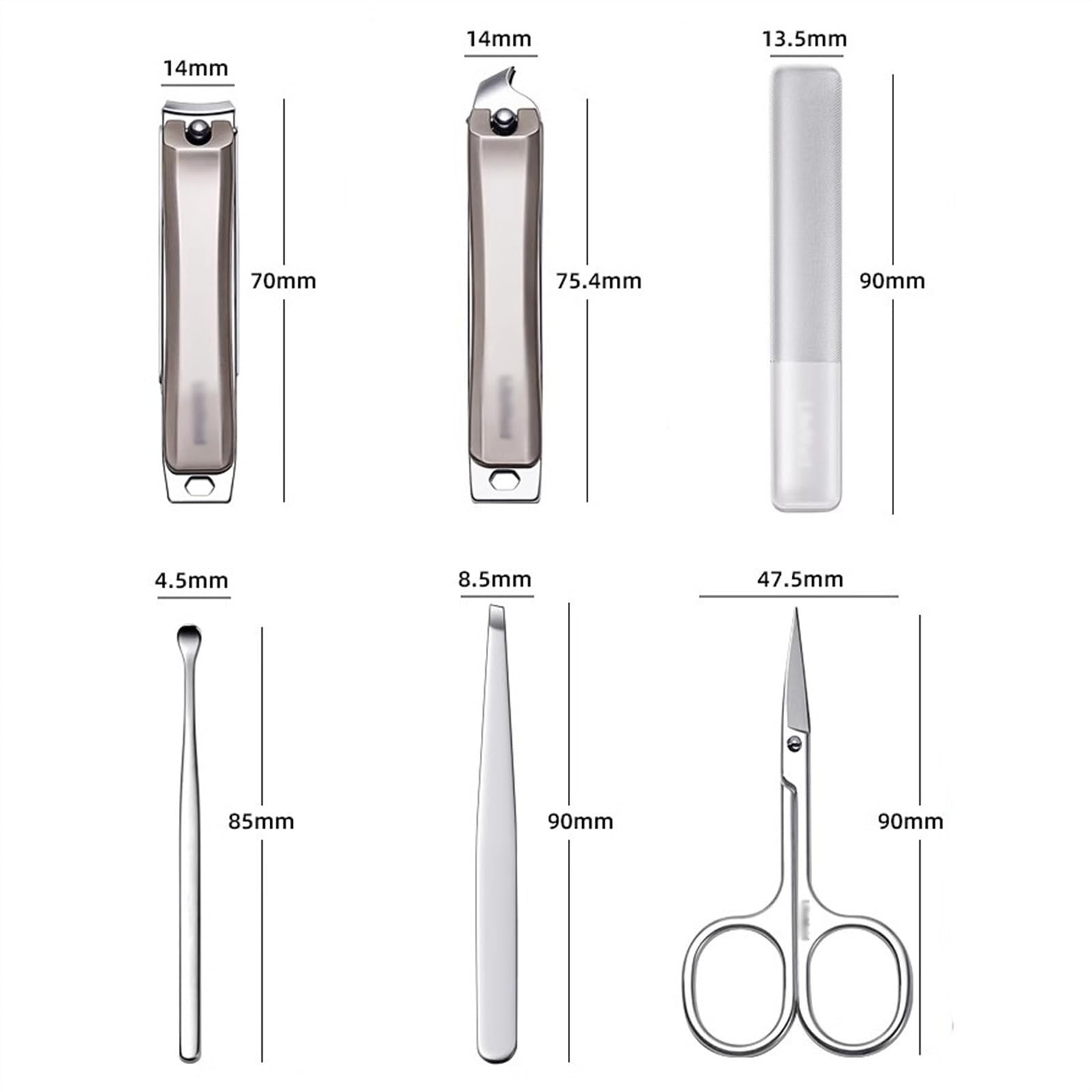 Juego de manicura, Kit de uñas, Juego de manicura, Nail Clipper Set For Women, 6 Pieces Stainless Steel Manicure Kit With Splash Proof Nail Clipper, Portable Travel Nail Care Tools With Leather Case F