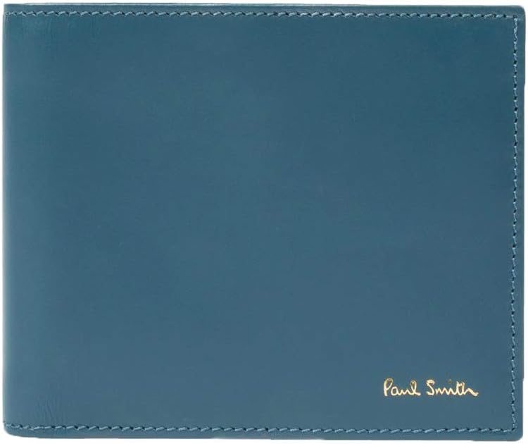 Paul Smith Teal Leather Billfold Wallet with Signature Stripes Interior M1A-4832-AMULTI-41-0