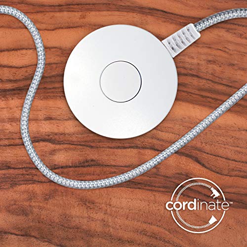 Cordinate Designer On/Off Switch Plug 2 Pack, 6 Ft Braided Power Cord, 3 Prong, Slip Resistant Base, Tabletop Or Wall Mount, Perfect For Lamps/Seasonal Lights, White/Grey, 50033 #TOP6