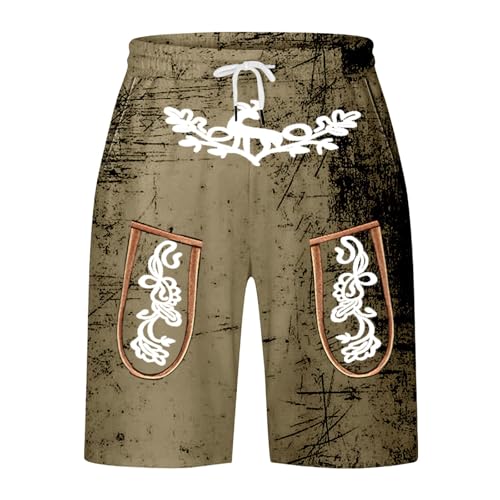 DUHENWU Oktoberfest - Pantalones cortos para hombre con cordón, de piel bávara, para el tiempo libre, con bolsillos, cintura elástica, pantalones deportivos, O Verde, XL