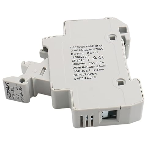 Miniatura 2 de Wengart Portafusibles solares WGPV-30D, 1 poste DC1000V 35mmDIN Montaje en riel portafusibles para fusible 0.394x1.496 in gPV hasta 32A, 18 a 8 AWG