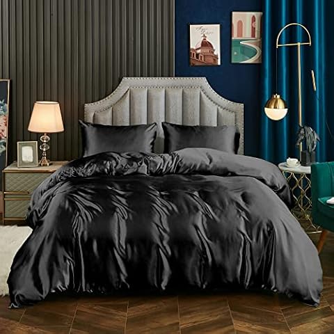 Luxury Black Satin Duvet Cover Set by Bedding_Dreamer Cover