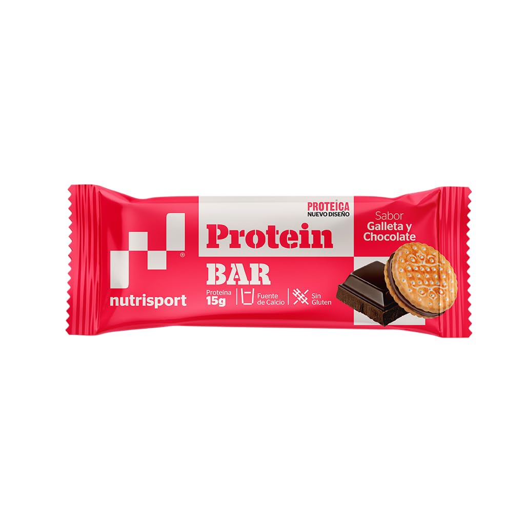 NUTRISPORT Barrita Proteica 44g | 15g Proteína | Snack Alto en Proteína para Deportistas | Bajo en Azúcar | Protein Bar Post Entreno | Sabor Galleta y Choco | 24 unidades