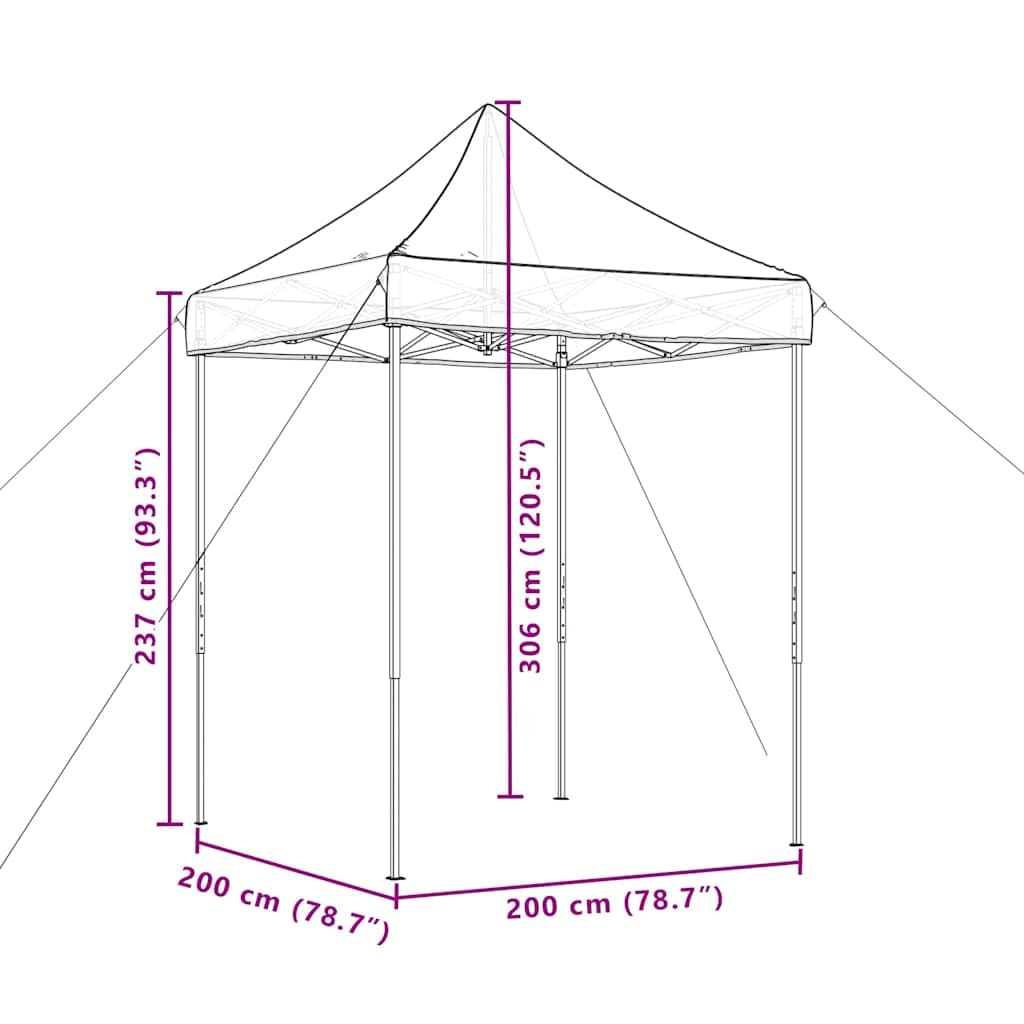 Faltbares Partyzelt Pop-Up Gartenzelt Schwarz 200x200 cm | Flexibler Faltpavillon für Garten und Terrasse. Schnell aufzubauen, ideal für Familienfeiern im Freien.