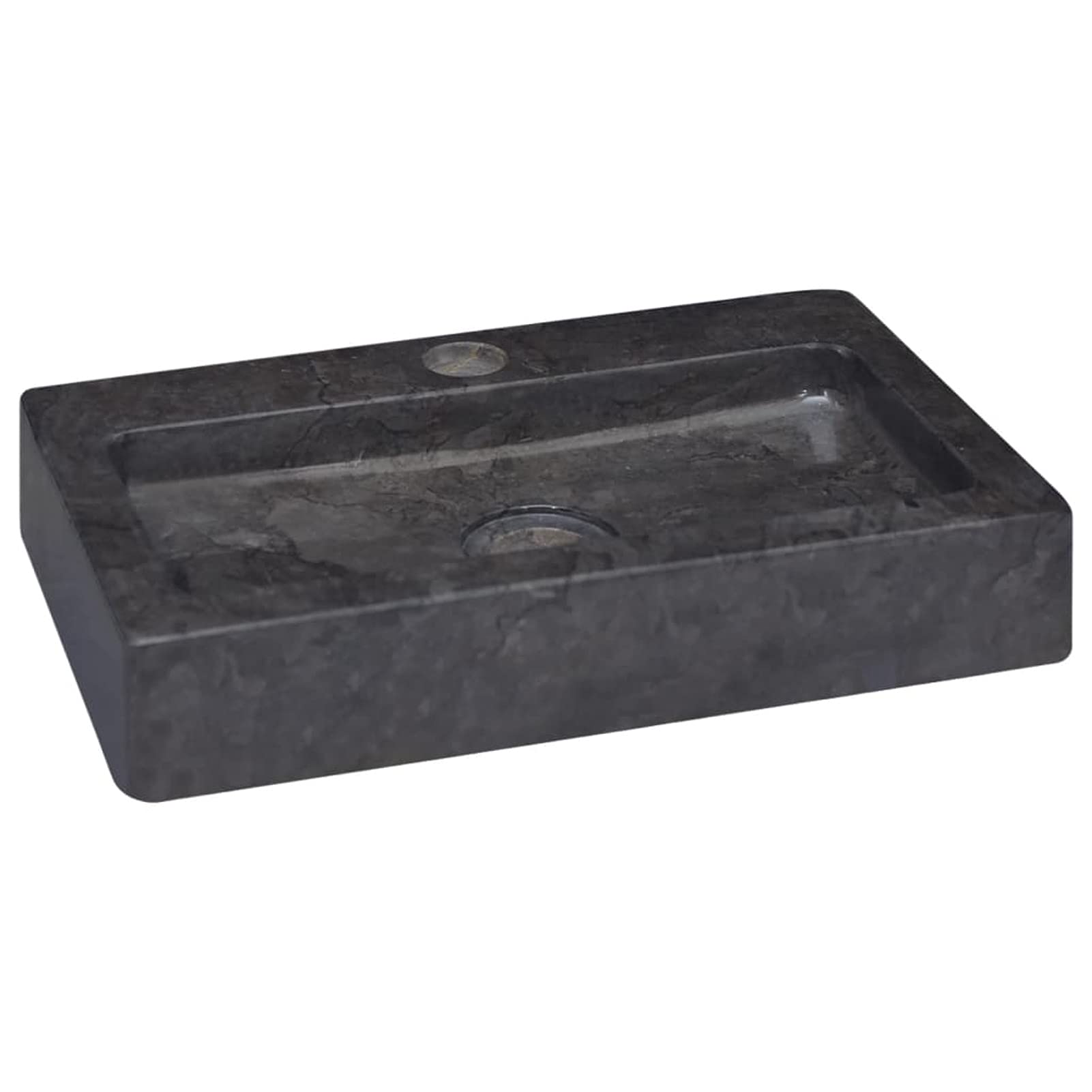 ZEYUAN Lavabo mármol, Lavabo sobre Encimera, Lavabo Baño, Muebles De Baño, Mueble Lavabo, Negro 38x24x6,5 cm