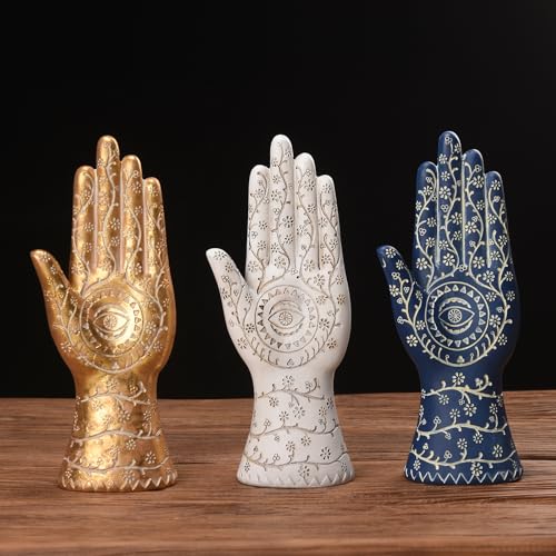 Estatua Hamsa Mano 9.8'' Resina Decorativa Azul miniatura 7