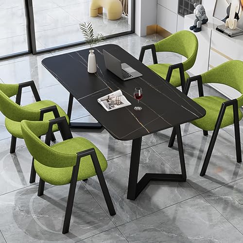 モダンな大理石のダイニングテーブルセット(4人用) キッチンコーヒーテーブル(椅子4脚付き)、ホームオフィスの会議や集まりに最適な会議テーブル