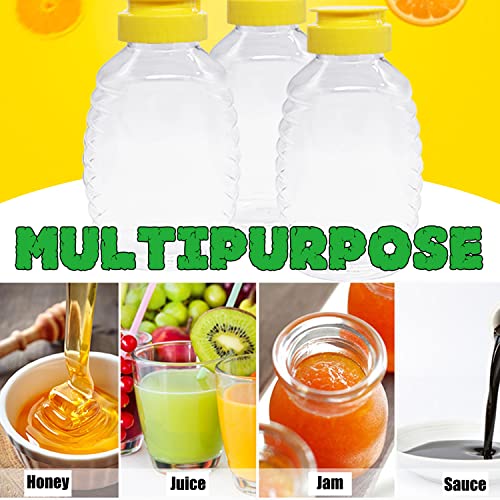 8 Pack 16 Oz Clear Plastic Honey Bottles,Refillable Food Grade Honey Container,Squeeze Honey Bottle Container Holder With Flip Lid For Storing And Dispensing #TOP4