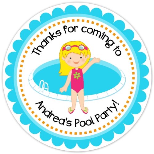 Amazon.com: 20 Pool Party Birthday Stickers, Personalized Birthday ...