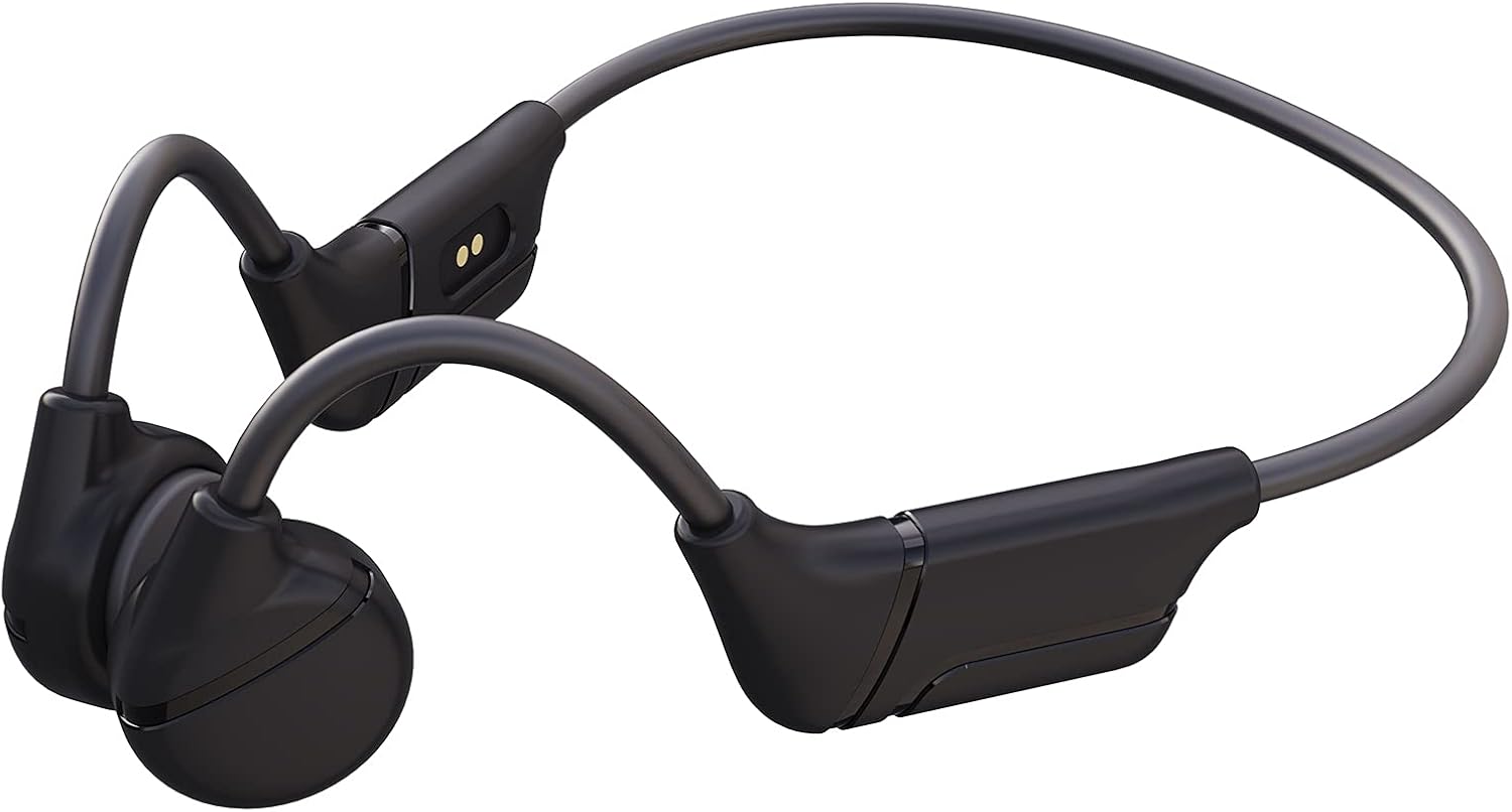 Loluka Wireless Open Ear Bone Conduction Headphones with Microphone Podcast Induction Bluetooth Earphones Sweatproof Sports Headset Lightweight Waterproof for Running Driving Hiking Bicycling Black