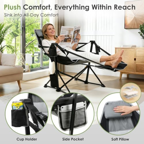 Suteck Silla Hamaca para Camping con Reposapiés, Silla Colgante Sobredimensionada de 500LBS miniatura 3