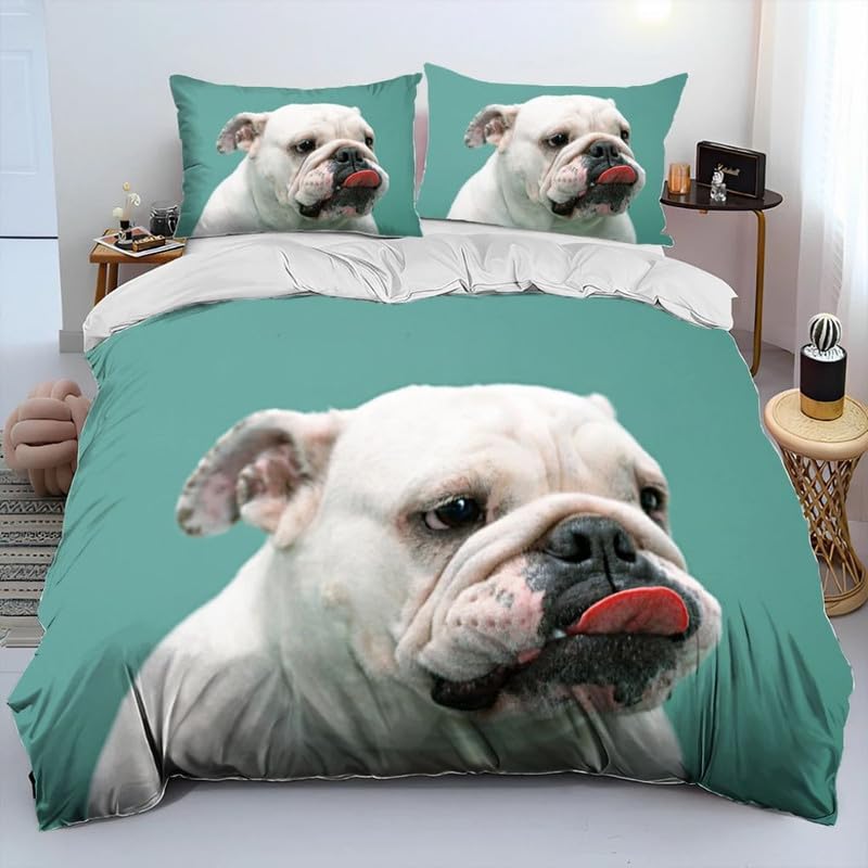 Funda nórdica de pitbull cian 220x240 con dos fundas de almohada para cama de 150