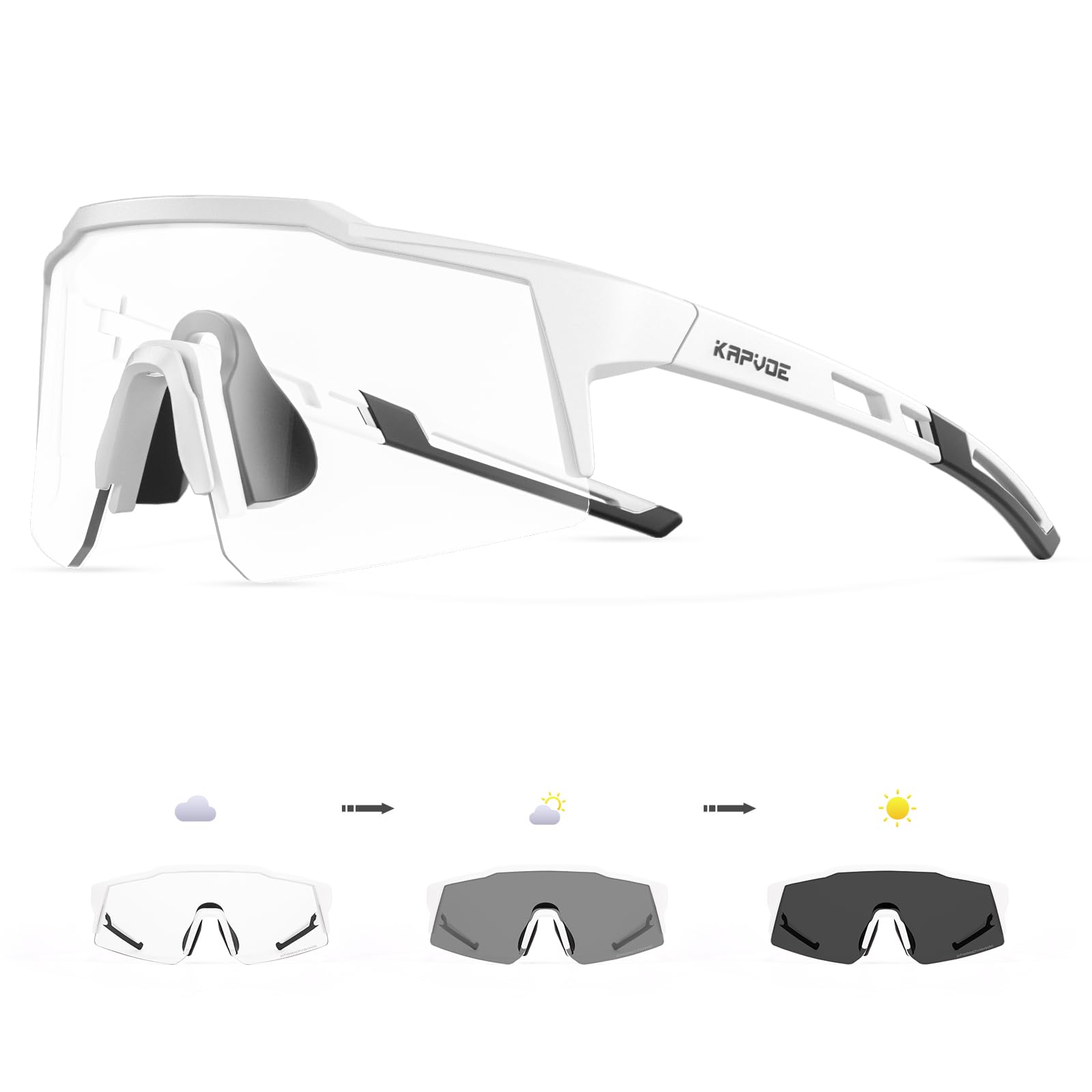 KAPVOE Gafas de Ciclismo Fotocromáticas con TR90 Mujeres Hombres Niños Niñas Gafas de Sol Deportivas Mujeres Hombres