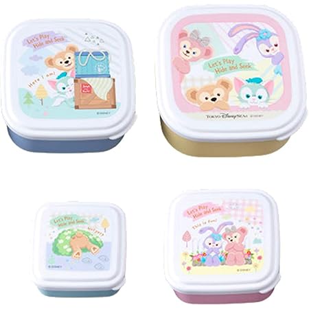 Amazon ダッフィーたちのかくれんぼ 19 シール容器 4個セット ダッフィー シェリーメイ ジェラトーニ 他 お弁当 ディズニー シー限定 保存容器 キャニスター オンライン通販