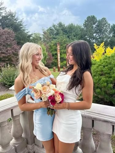 Changuan Off Shoulder Satin Homecoming Dresses for Teens 2025 Ruched Tight Corset Short Prom Dress Cocktail Party Gowns3