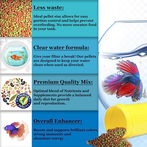 Sungrow Betta Food, Color Enhancer Floating Feed, Balanced Diet For Healthy Fish, Easily Digestible Food, Slow-Dissolving Pellets, 1-Oz. #TOP4