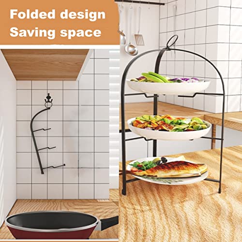 Anmeish 3 Tier Serving Stand Collapsible(Plate Not Included), Three Tiered Metal Cake Cupcake Dessert Pizza Display Standf, Fit For 4"-10" Plate (White) #TOP1