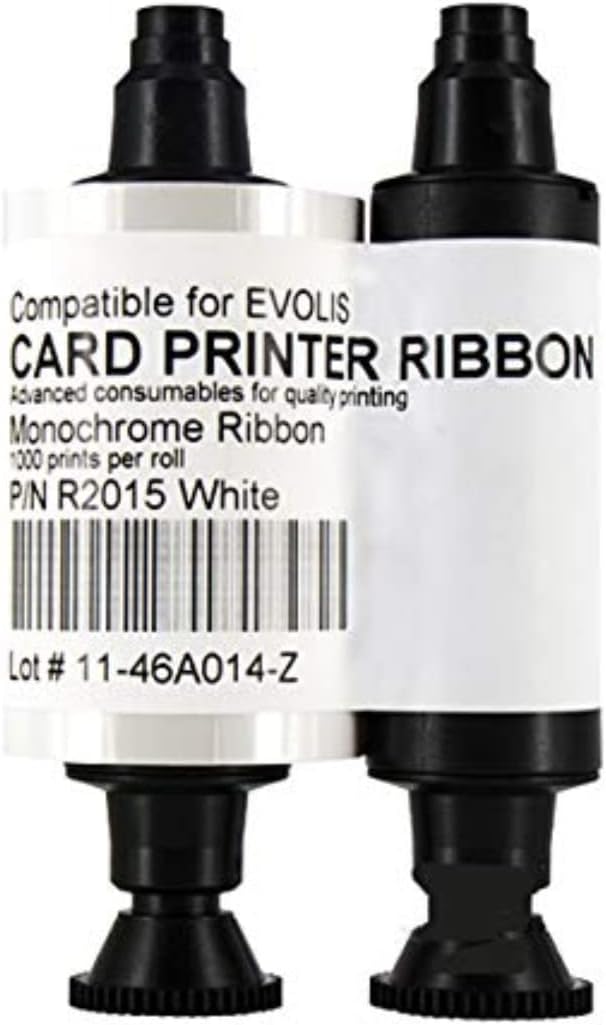 R2015 White Ribbon Tape Compatible for Evolis Pebble Pebble3 Pebble4 Dualys Dualys3 Securion Printers 1000 Images