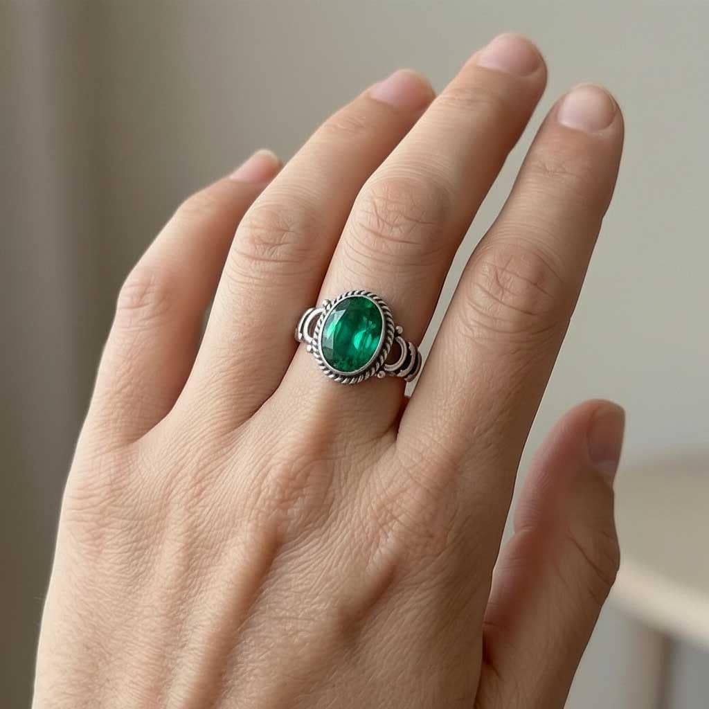 JEWELOPORIUM Boho Handmade Jewelry Natural Gemstone Tiger Eye, Turquoise, Moonstone, Carnelian Oval 925 Sterling Silver Overlay Ring For Women