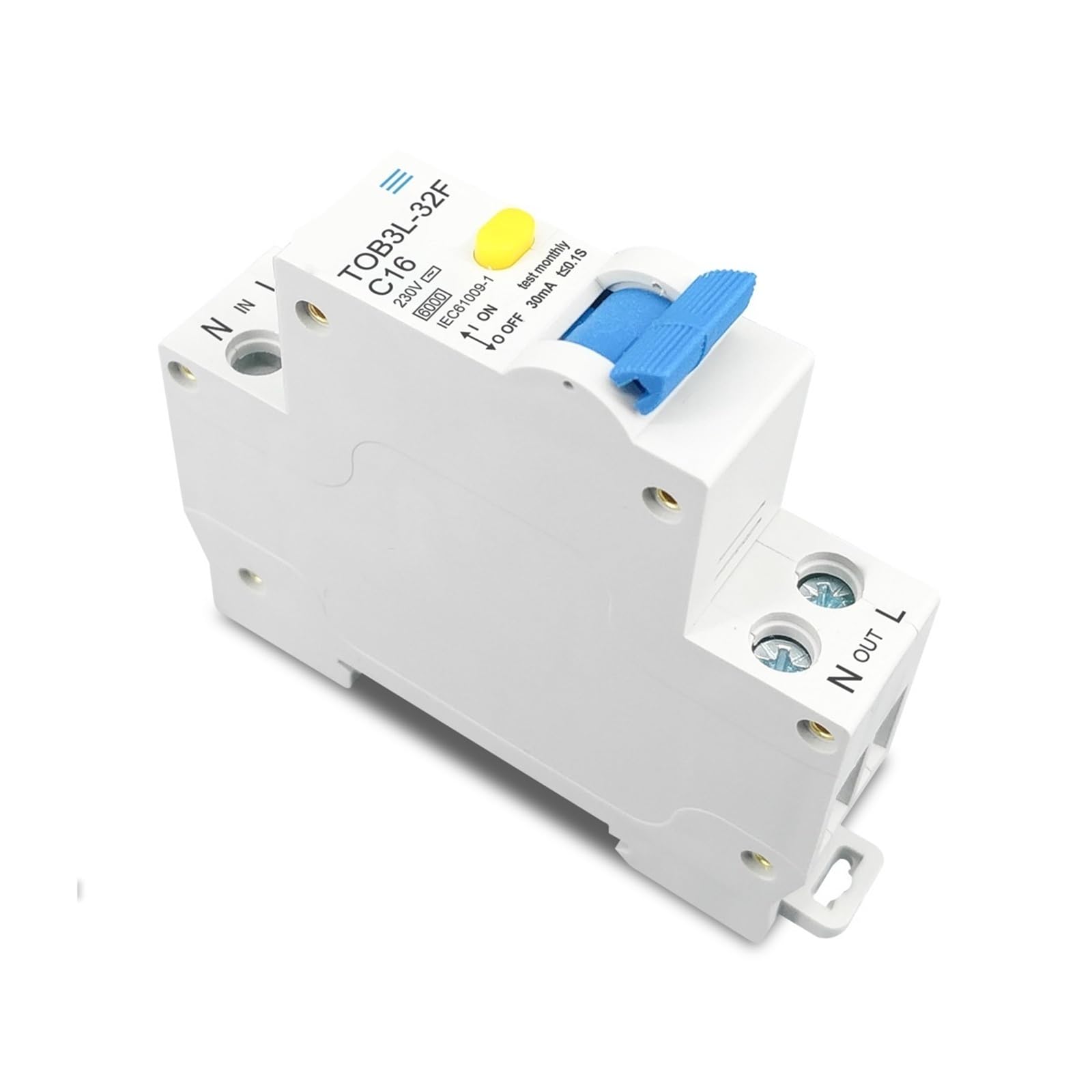 Disyuntor diferencial automático RCBO 1P+N 6KA con protección contra sobrecorriente, 18 mm, 230 V, 50/60 Hz, 1 unidad(10A)