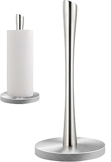 JOGREFUL Paper Towel Holder Stand, Stainless Steel Kitchen Paper Towel Countertop Stand with Streamline Body, Bathroom Organization for Family Standard Large Size Roll Paper, Sliver