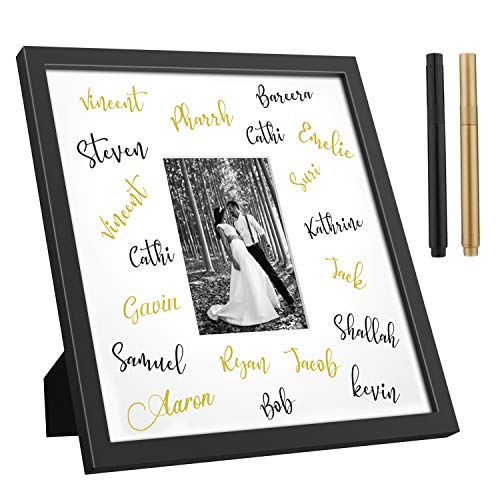 ONE WALL Tempered Glass 14x14 Signature Picture Frame with White Mat Displays 5x7