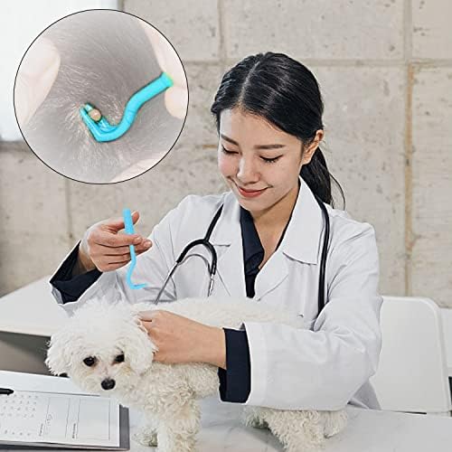 ZWZNBL 3 Pieces Tick Remover, Tick Remover for Cat and Dog, Tick Hook and Tick Tong, Tick Trap, Tick Flea Remover for Pets (Blue)