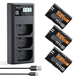 K&F CONCEPT Lot de 3 LP E6P Batterie 2400mAh et Chargeur Compatible avec Les modèles Canon EOS R5 Mark II, R6 Mark II, R, R7, R6, R6V, R5, 5D III, 5D IV, 5DS, 6D, 6D II, 7D, 80D, 90D et C50