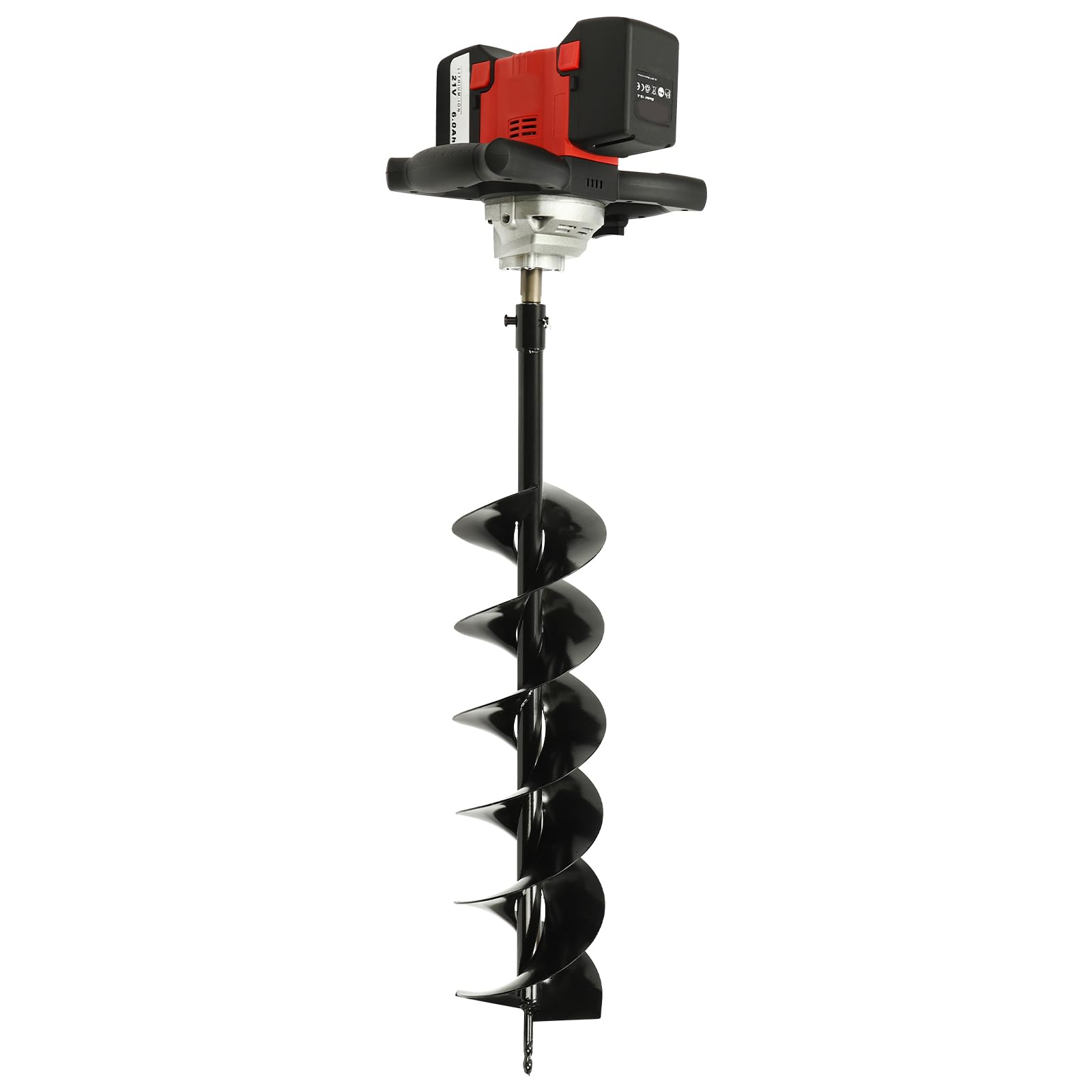 JIAOYINZI 2000W Auger Post Hole Digger, 6 Adjustable Speeds Electric Digger Earth Garden Auger with Two 6.0ah Batteries, for Installing Fence Posts and Decks, Planting Trees