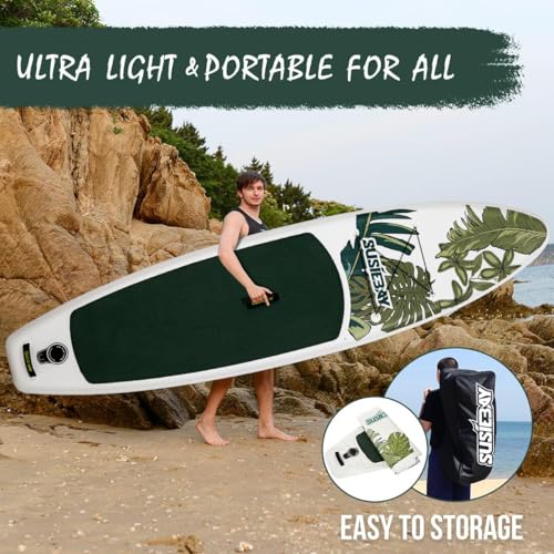 Susiebay Inflatable Stand Up Paddle Board, 11ft Paddle Board for Adults & Youth, Durable SUP Accessories with Non-Slip Deck, Dual Hand Pump,10L Dry Bag,108L Backpack by SUSIEBAY - Image 9