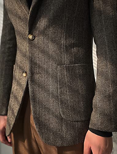 Men's Vintage Herringbone Tweed Blazer Wool Blend Casual Blazer Sport Coats2