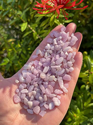 Image of GAF TREASURES 2 oz Lot Kunzite Natural Semi Tumbled Gemstone Chips, Crushed Mini Crystals, Undrilled Crystal Chips (Kunzite)
